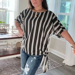 Michael Kors short sleeve blouse with side tie detail